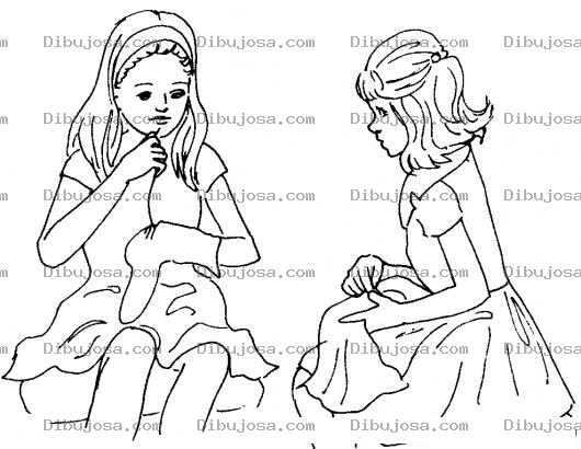Dibujo para colorear Jovencitas Amas De Casa Platicando Y Surciendo Calcetines Para Pintar Y Colorear