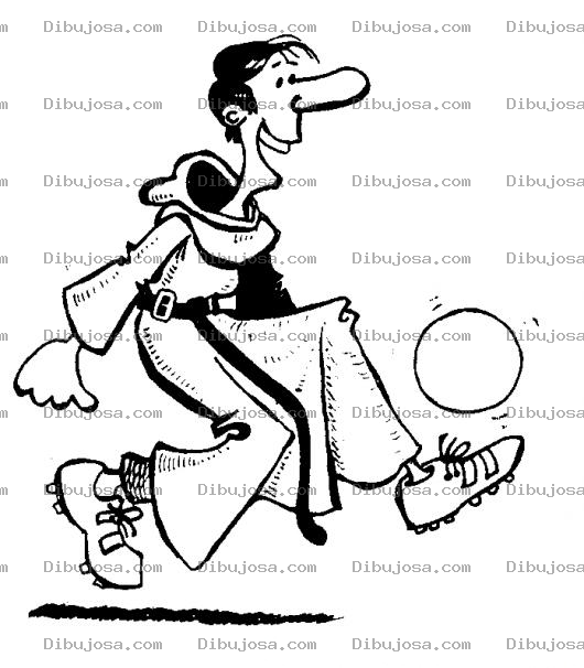 Dibujo para colorear Monje Futbolista Dibujo De Monge Jugando Con Pelota De Futbol Y Zapatos De Futbol Para Pintar Y Colorear