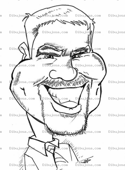 Dibujo para colorear Caricatura De Un Hombre Con Barbita De Candado Para Pintar Y Colorear