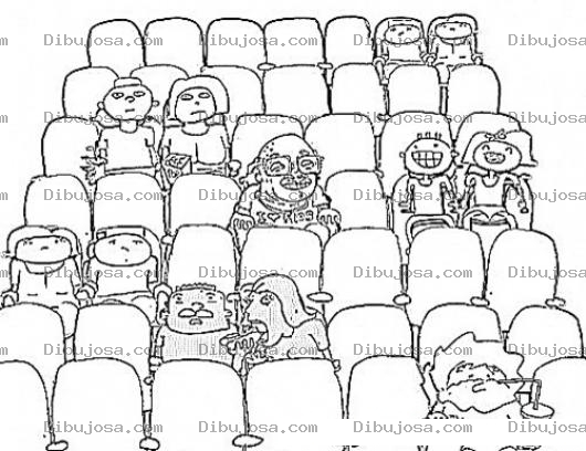 Dibujo para colorear Butacas De Cine Dibujo De Gente En Un Cine Medio Vacio Para Pintar Y Colorear Publico En Una Obra De Teatro Medio Llena