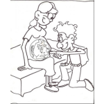 Dibujo para colorear Futuro Papa Feliz Jugando Con Su Bebe Desde El Vientre De Su Madre Para Pintar Y Colorear