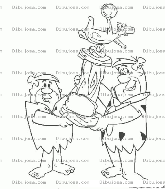 Dibujo para colorear Trofeo De Boliche Dibujo De Pablo Marmol El Enano Con Pedro Picapiedra Sosteniendo Su Trofeo De Bolos Para Pintar Y Colorear