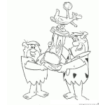 Dibujo para colorear Trofeo De Boliche Dibujo De Pablo Marmol El Enano Con Pedro Picapiedra Sosteniendo Su Trofeo De Bolos Para Pintar Y Colorear