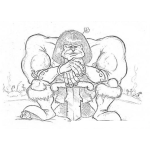 Barabaro Gay Para Pintar Y Colorear Dibujo De Un Barbarian Mamplor Con Una Flor En La Cabeza