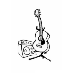 Dibujo para colorear Guitarra Y Amplificador Para Pintar Y Colorear