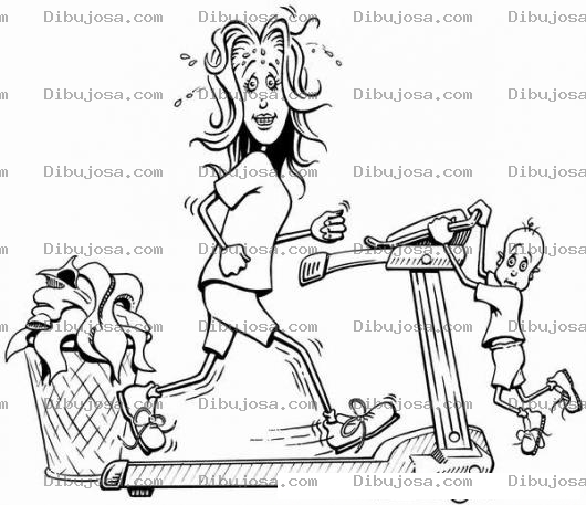 Dibujo para colorear Maquina Para Correr Dibujo De Mama Haciendo Ejercicios En Una Banda Sin Fin Para Pintar Y Colorear Una Caminadora Domestica Inclinable