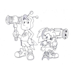 Dibujo para colorear Dibujo Del Chapulin Colorado Con Amy La Novia De Sonic Para Pintar Y Colorear