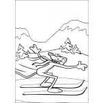 Dibujo para colorear Pantera Rosa Esquiando Para Pintar Y Colorear