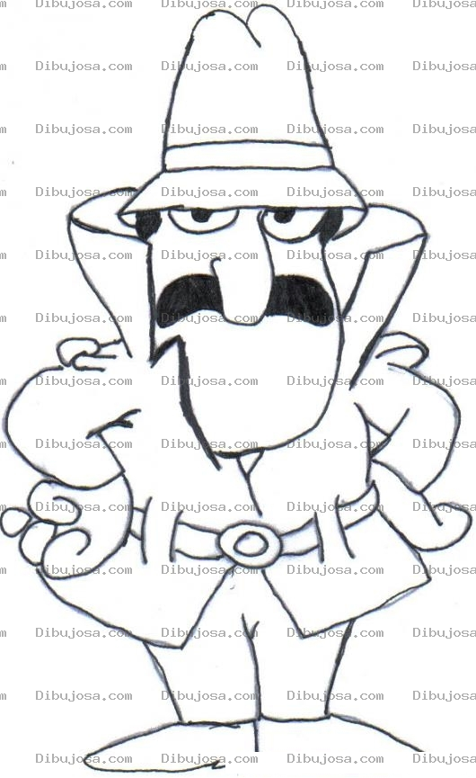 Dibujo para colorear Dibujo De Inspector Bigotudo Para Pintar Y Colorear