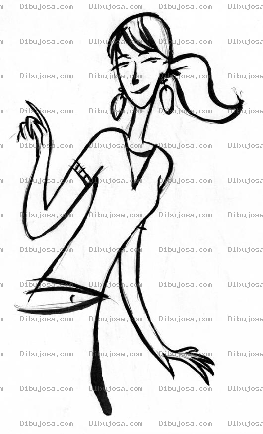 Dibujo para colorear Dibujo De Mujer Delgada Con Aretes Grandes Para Pintar Y Colorear