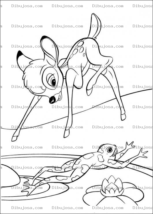 Dibujo para colorear Bambi y la Rana