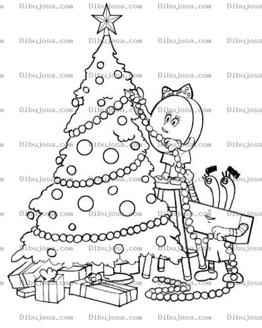 Dibujo para colorear decoracion arbol navidad  dibujo de dulces Decorando El Arbol De Navidad Para Pintar Y Colorear decorar arbol navidad