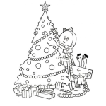 Dibujo para colorear decoracion arbol navidad  dibujo de dulces Decorando El Arbol De Navidad Para Pintar Y Colorear decorar arbol navidad