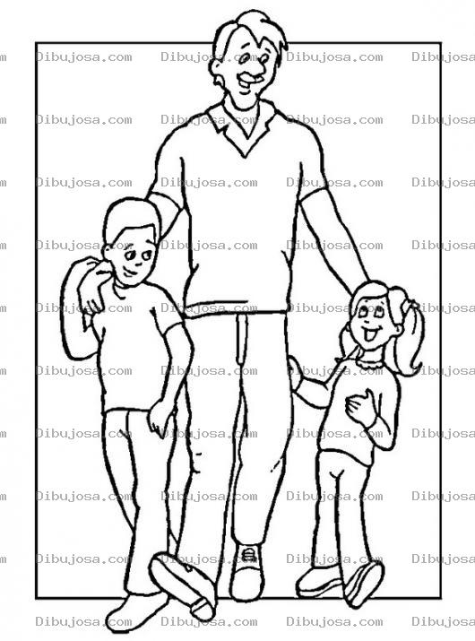 Dibujo para colorear Diadelpadre Dibujo De Hijos Con Su Papa Celebrando El Dia Del Padre Para Pintar Y Colorear