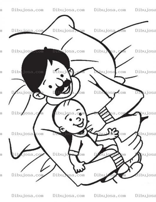 Dibujo para colorear Papa Con Bebe En El Dia Del Padre Para Pintar Y Colorear