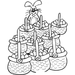 Dibujo para colorear Conejodepascuas Dibujo De Conejo Pascuero Con Muchas Canastas Llenas De Huevos De Pascuas Para Pintar Y Colorear Huevos De Carnaval