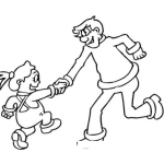 Dibujo para colorear Dibujo De Papa Jugando Con Hija Para Pintar Y Colorear