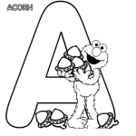 Dibujo para colorear Letra A para colorear con Elmo