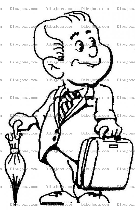 Dibujo para colorear Vendedor Optimista Dibujo De Vendedor Entusiasta Con Su Maletin Y Una Sombrilla Para Pintar Y Colorear