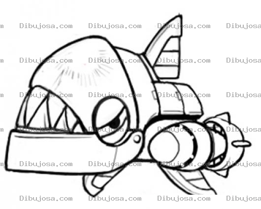 Dibujo para colorear Dibujo De Tiburon Mecanico Para Pintar Y Colorear Robot Tiburon
