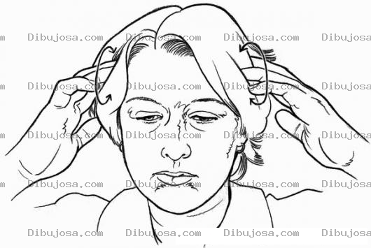 Dibujo para colorear Masaje Para Migrana Dibujo D Euna Mujer Con Dolor De Cabeza Automasajeandose La Cabeza