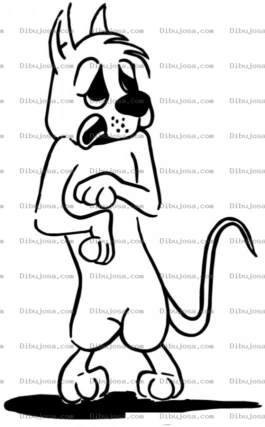 Dibujo para colorear Dibujo De Perro Miedoso Para Pintar Y Colorear