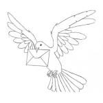 Dibujo para colorear Dibujo De Paloma Mensajera Con Un Sobre En El Pico Para Pintar Y Colorear