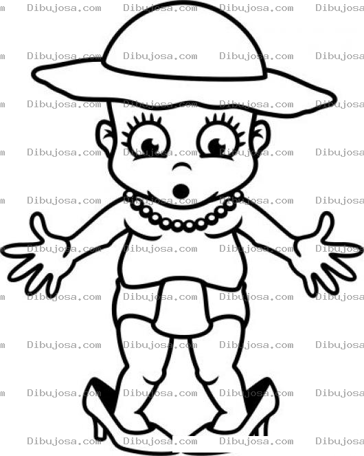Dibujo para colorear Dibujo De Nena Con Ropa De Mama Para Pintar Y Colorear
