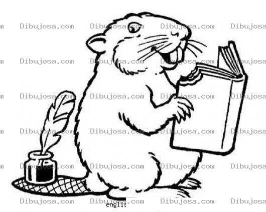 Dibujo para colorear Dibujo De Castor Comiendose Un Libro Para Pintar Y Colorear