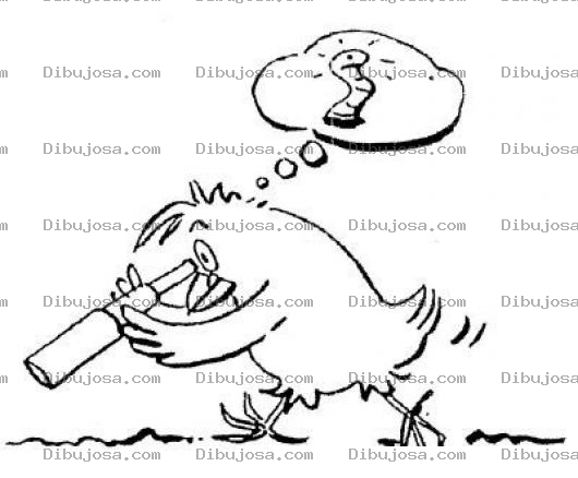 Dibujo para colorear Dibujo De Pollito Buscando Un Gusano Para Pintar Y Colorear