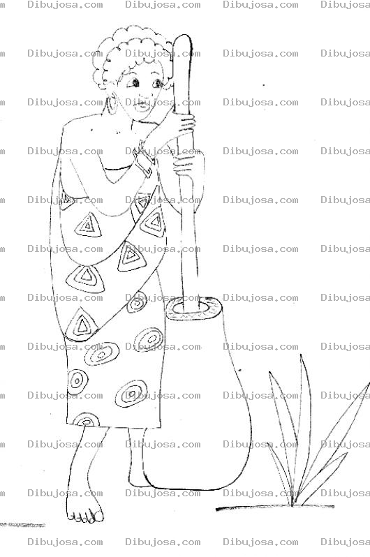 Dibujo para colorear Moviendo el Atol de Elote Dibujo De Negrita Africana Meneando La Olla Para Pintar Y Colorear