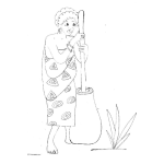 Dibujo para colorear Moviendo el Atol de Elote Dibujo De Negrita Africana Meneando La Olla Para Pintar Y Colorear