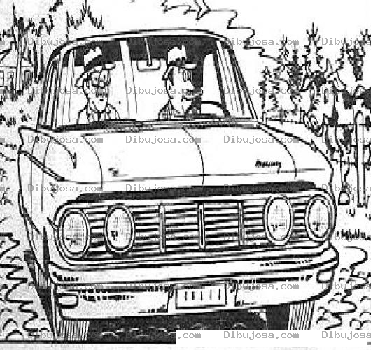Dibujo para colorear Dibujo De Finqueros En Un Carro Viejo Pasando Frente A Una Vaca Para Pintar Y Colorear
