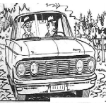 Dibujo para colorear Dibujo De Finqueros En Un Carro Viejo Pasando Frente A Una Vaca Para Pintar Y Colorear