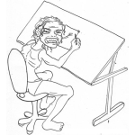 Dibujo para colorear Arquitecto Desvelado Dibujo De Estudiante De Arquitectura Dibujando En Su Casa En Ropa Interior Para Pintar Y Colorear