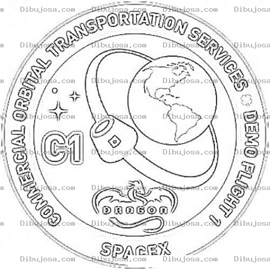 Dibujo para colorear Spacex Dibujo Del Servicio De Transporte Orbital Comercial Vuelo De Prueba 1 Spacexspacex Dragon Pra Pintar Y Colorear