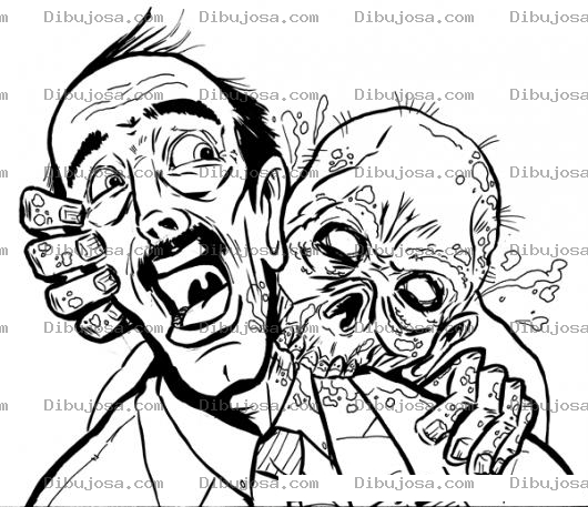 Dibujo para colorear Mordida De Zombi Para Pintar Y Colorear Dibujo De Un Sombi Mordiendo A Una Persona