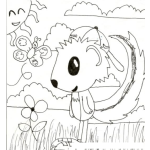 Dibujo para colorear Dibujo De Zorrito En El Bosque Platicndo Con Una Mariposita Debajo Del Sol Para Pintar Y Colorear
