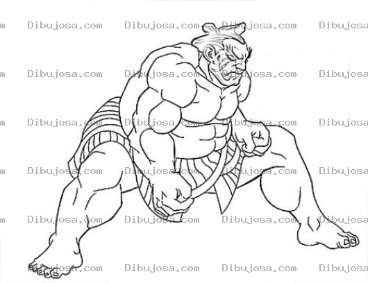 Dibujo para colorear Peleador Gordo Dibujo De Honda De Street Fighter Para Pintar Y Colorear Al Peleador De Zumo De Streetfighter