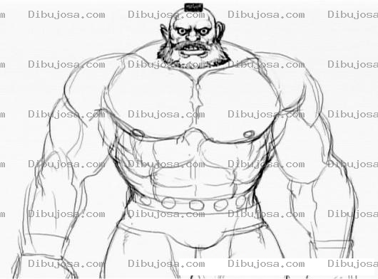 Dibujo para colorear Dibujo De Zangief De Streetfighter Para Pintar Y Colorear A San Gief