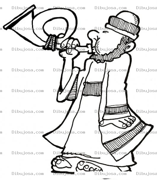 Dibujo para colorear Dibujo Biblico De Un Hombre Tocando Una Trompeta Para Pintar Y Colorear