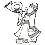 Dibujo para colorear Dibujo Biblico De Un Hombre Tocando Una Trompeta Para Pintar Y Colorear