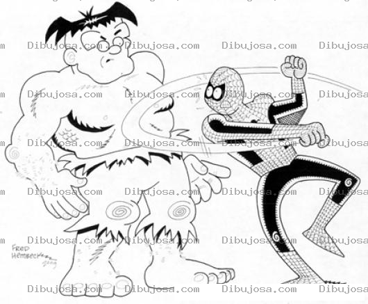 Dibujo para colorear Dibujo Del Hombre Arana Peleando Con Hulk Para Pintar Y Colorear A Hulk Versus Spiderman
