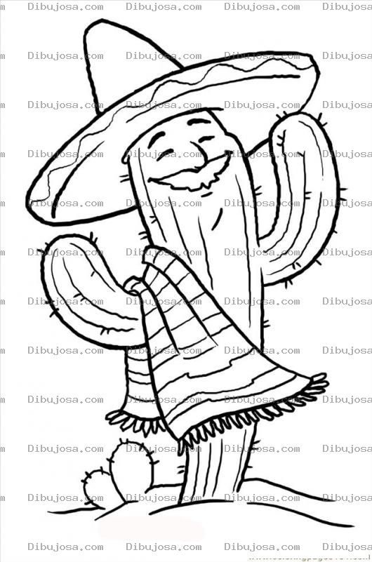 Dibujo para colorear Nopal Mexicano Para Pintar Y Colorear Un Nopal De Mexico Noplito Cactus Con Sombrero Charro Diciendo Viva Mexico Cabrones