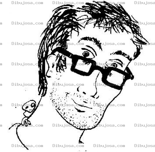 Dibujo para colorear Dibujo De Hombre Con Iguana En El Cuello Para Pintar Y Colorear