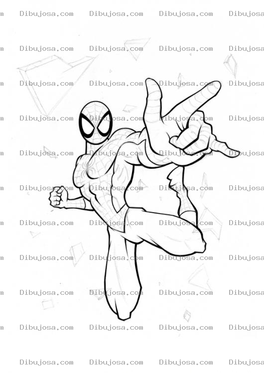 Dibujo para colorear Dibujo De Spiderman Volando Para Pintar Y Colorear
