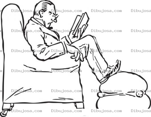 Dibujo para colorear Dibujo De Hombre Leyendo Un Libro Sentado En Un Sofa Para Pintar Y Colorear