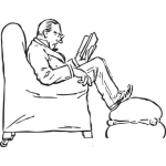 Dibujo para colorear Dibujo De Hombre Leyendo Un Libro Sentado En Un Sofa Para Pintar Y Colorear