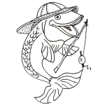 Dibujo para colorear Dibujo De Pez Pescador Para Pintar Y Colorear Pescado Con Cana De Pescar