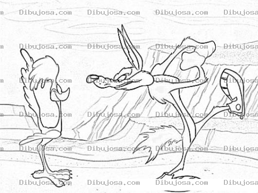 Dibujo para colorear Dibujo Del Correcaminos Y El Coyote Para Pintar Y Colorear